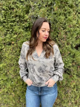 Surplice Floral Long Sleeve Top
