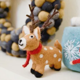 Tara Treasures Felt Reindeer with Red Scarf Toy