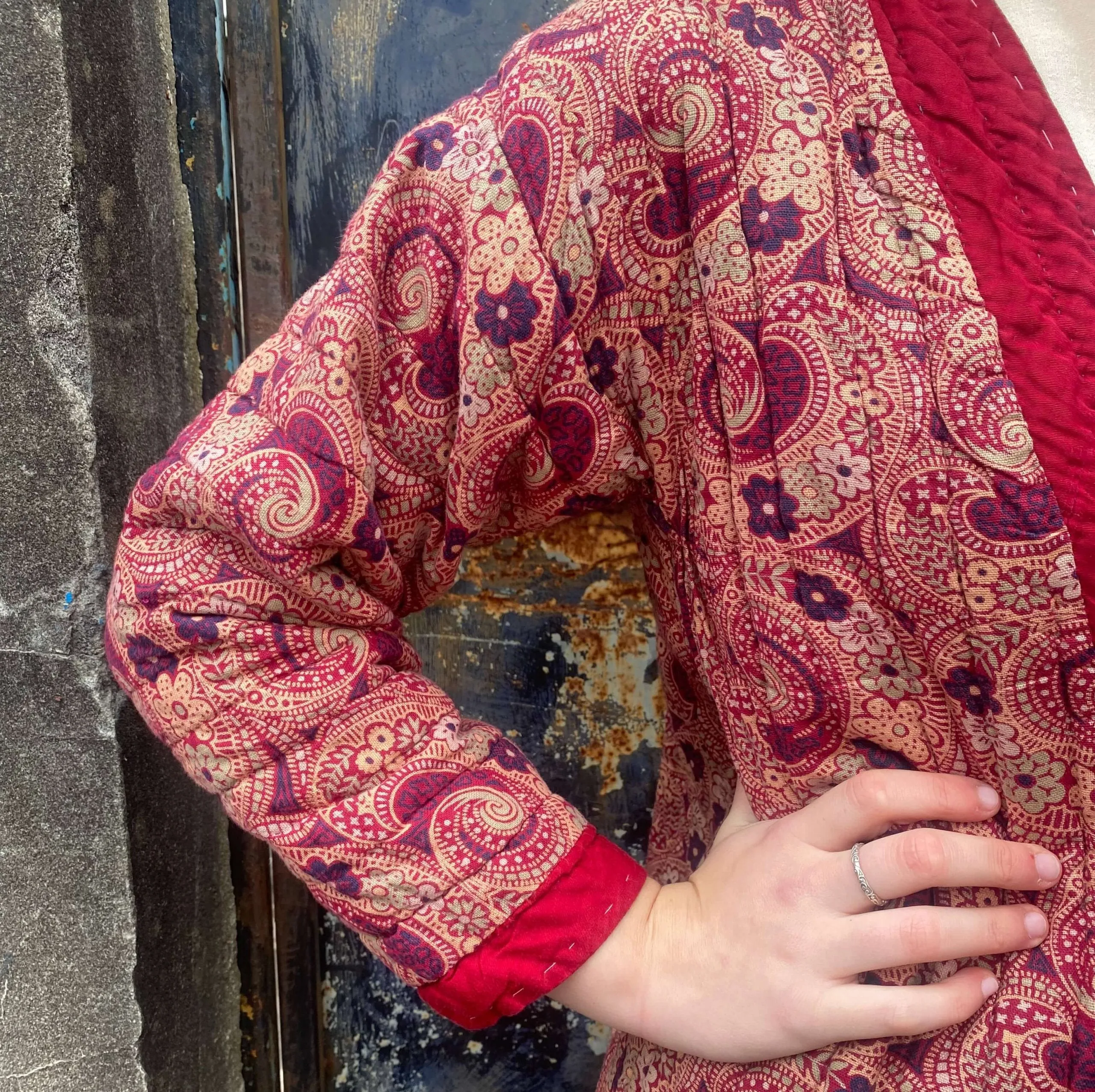 Versatile Antique Burgundy Paisley Quilted Uzbek Ikat