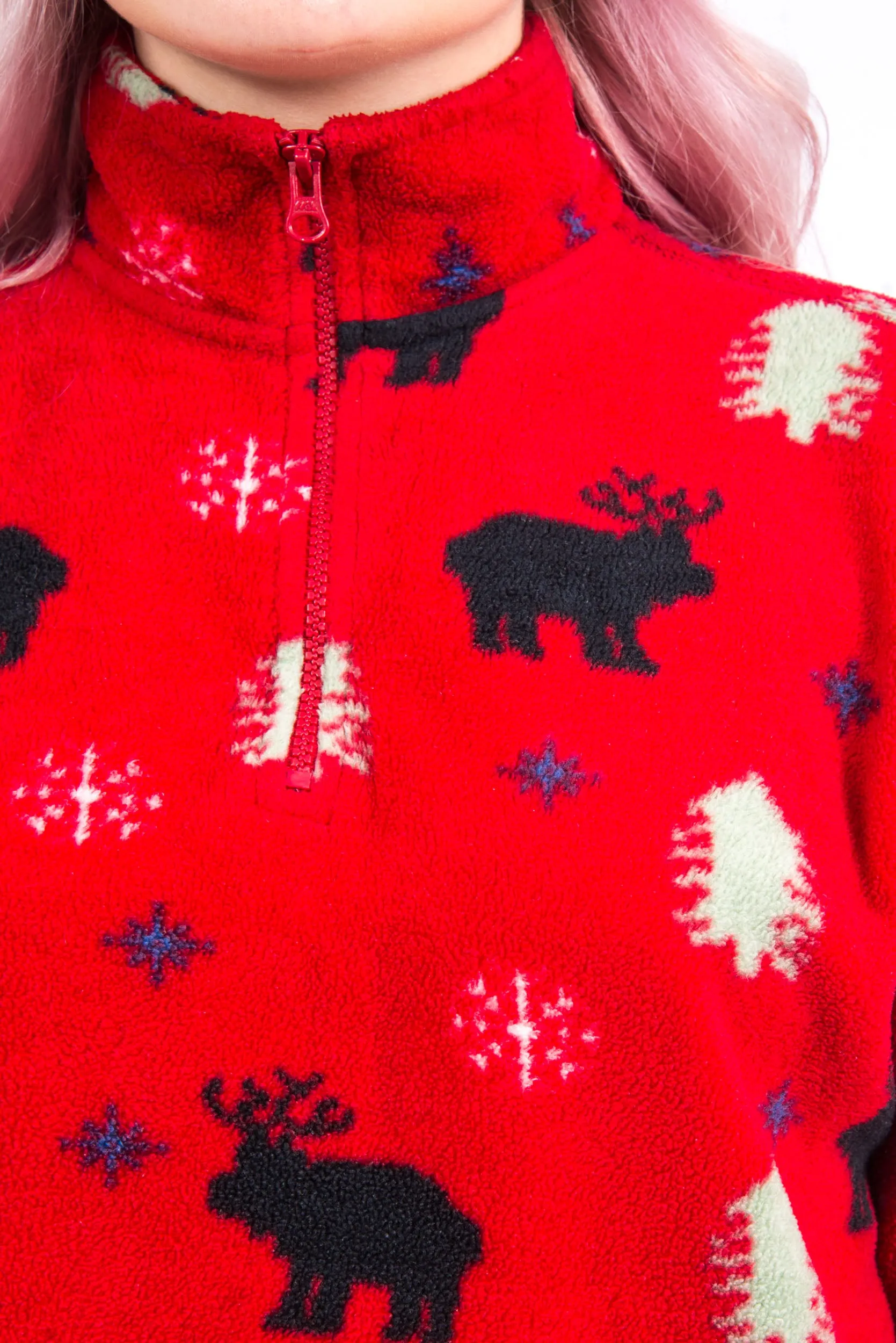 Vintage 90's Reindeer 1/4 Zip Fleece Jumper