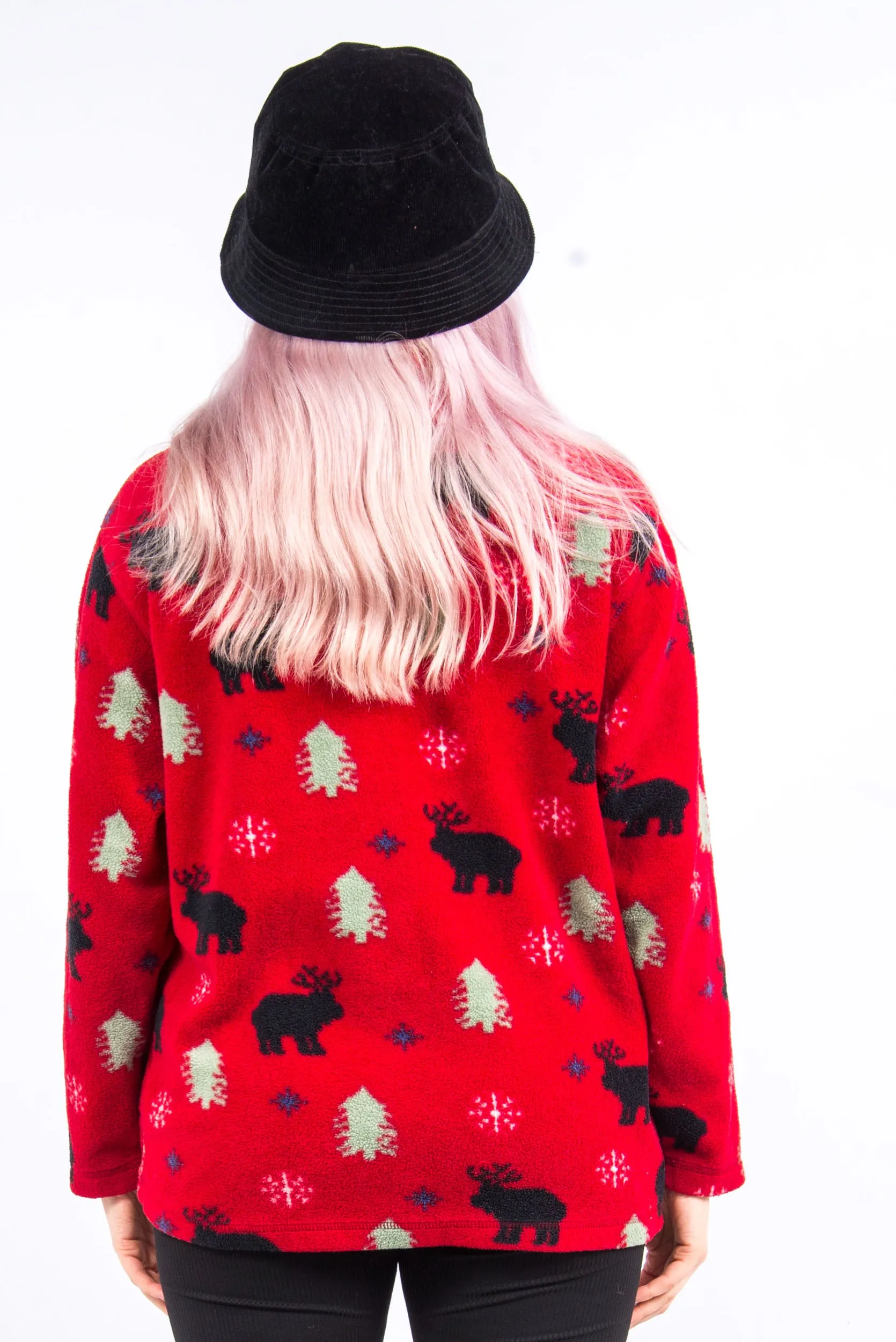 Vintage 90's Reindeer 1/4 Zip Fleece Jumper