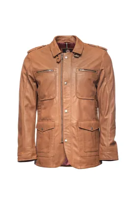 Vintage Safari Leather Coat (Camel Coat) – Tan