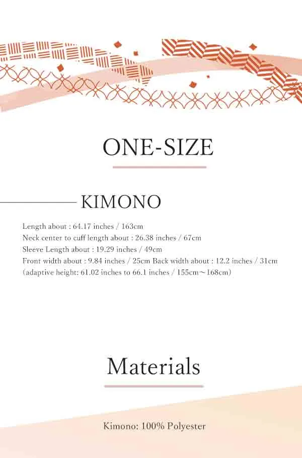 Washable pre-tailored Lined KIMONO【ONE-SIZE】（Larger floral pattern.）
