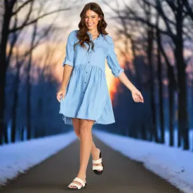 Willow Shirt Dress- Blue Wash
