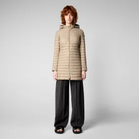 Woman's animal free puffer Bryanna in dune beige