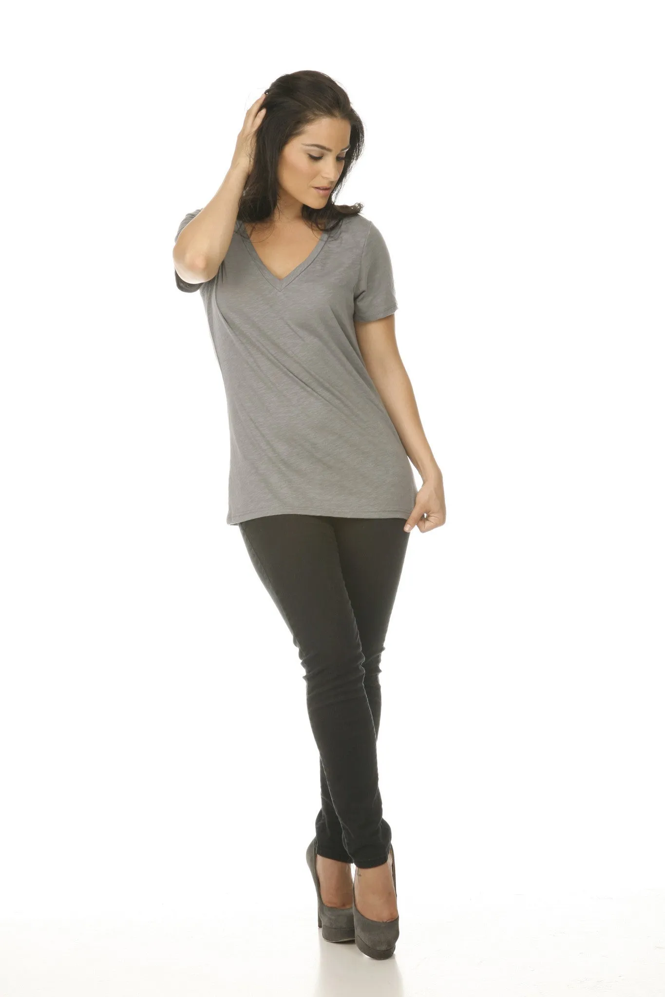 Women's Slub Jersey V Neck-LFAS