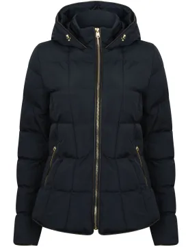 Wookie Quilted Hooded Jacket in Navy Blazer - Tokyo Laundry